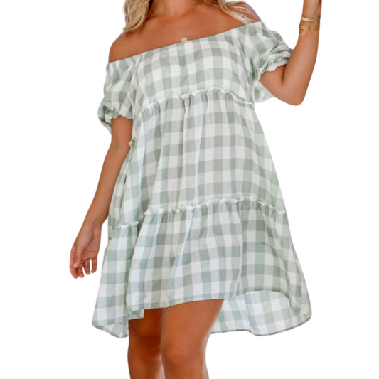 Gingham Sage Midi Dress