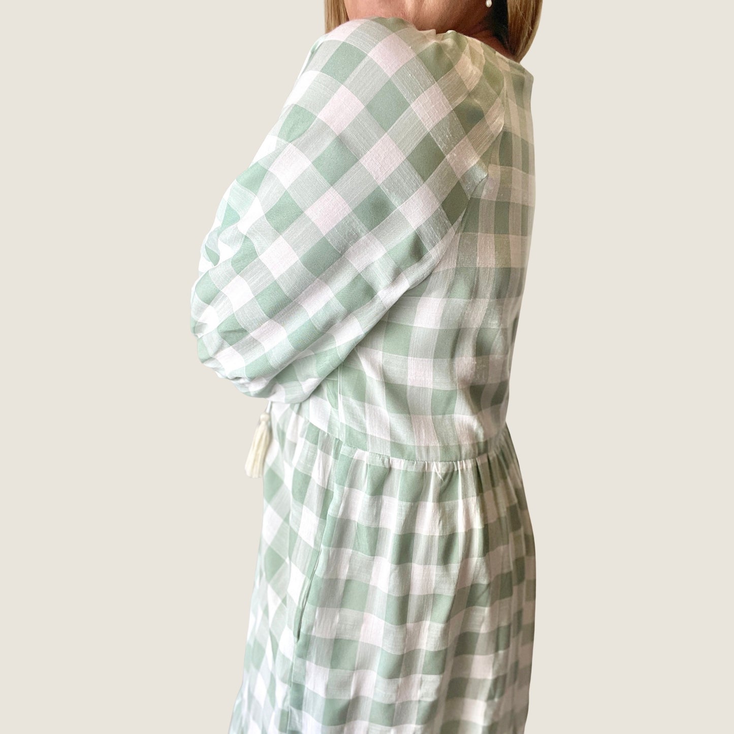 Gingham Sage Maxi Dress