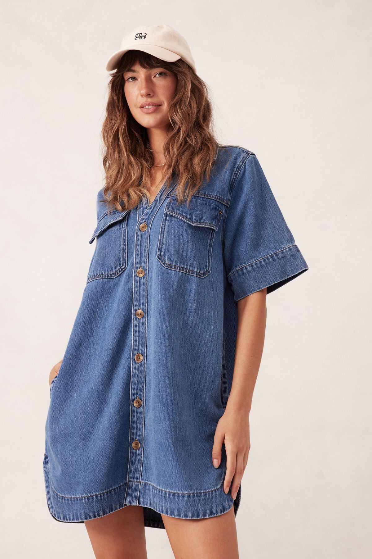 Indigo Denim Shirt Dress