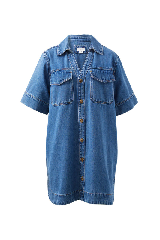 Indigo Denim Shirt Dress