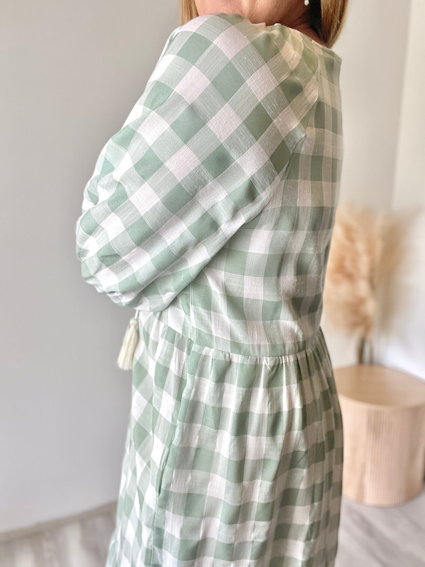 Gingham Sage Maxi Dress