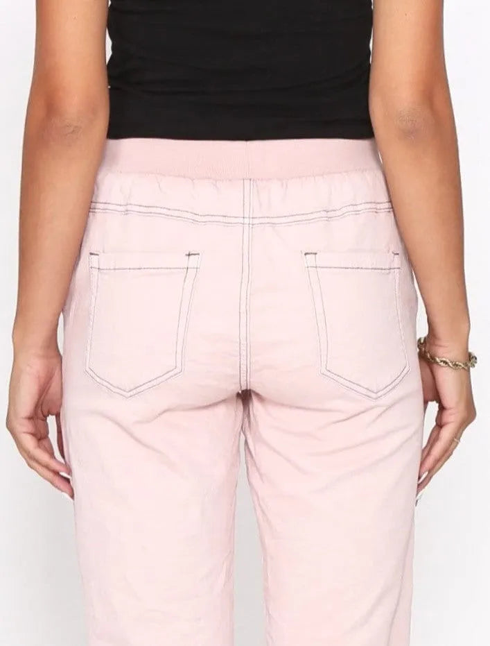 Riley Stretch Denim Joggers - Blush